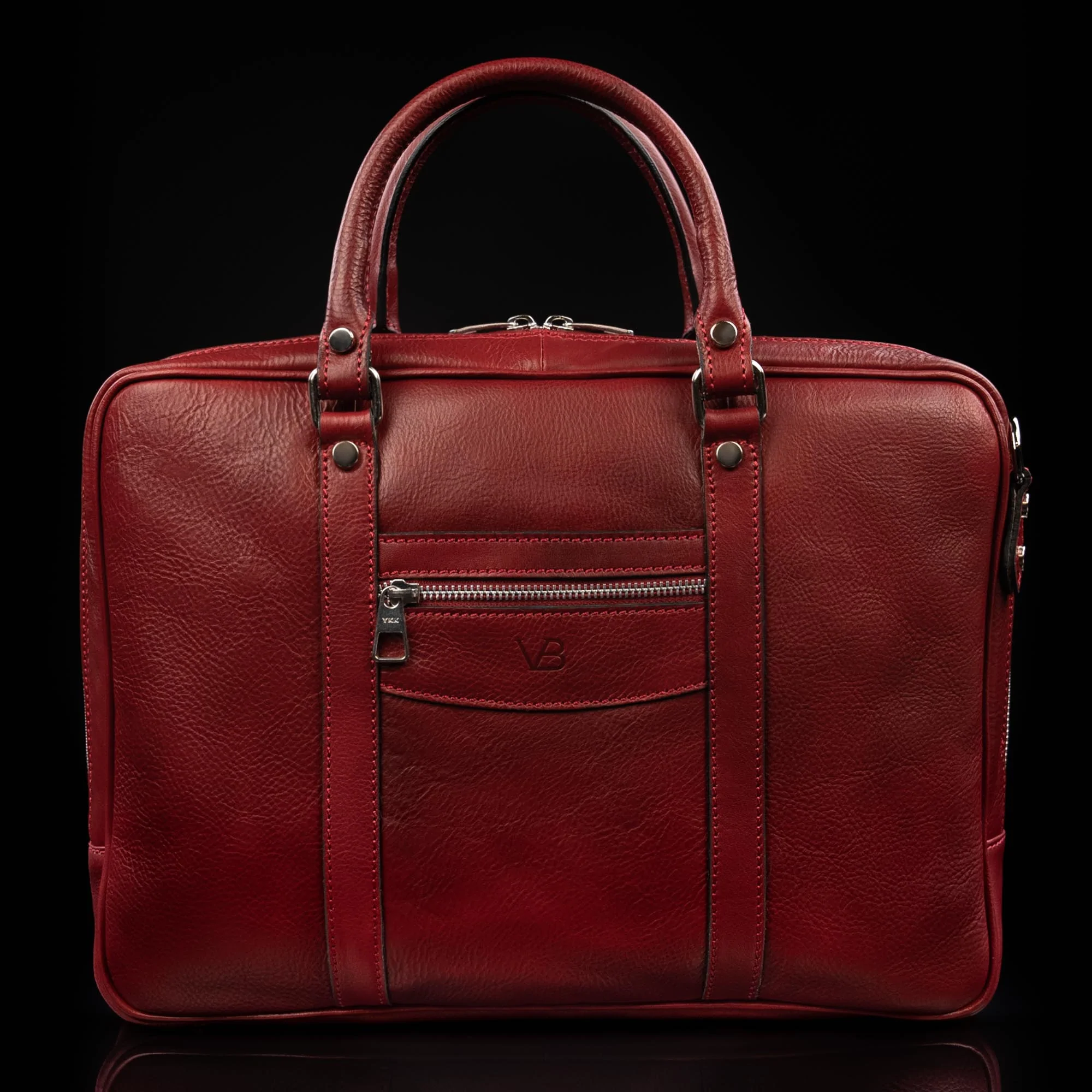 تصویر 3 از کیف چرم اداری زرشکی با آستر مقاوم و ماندگاری طولانی